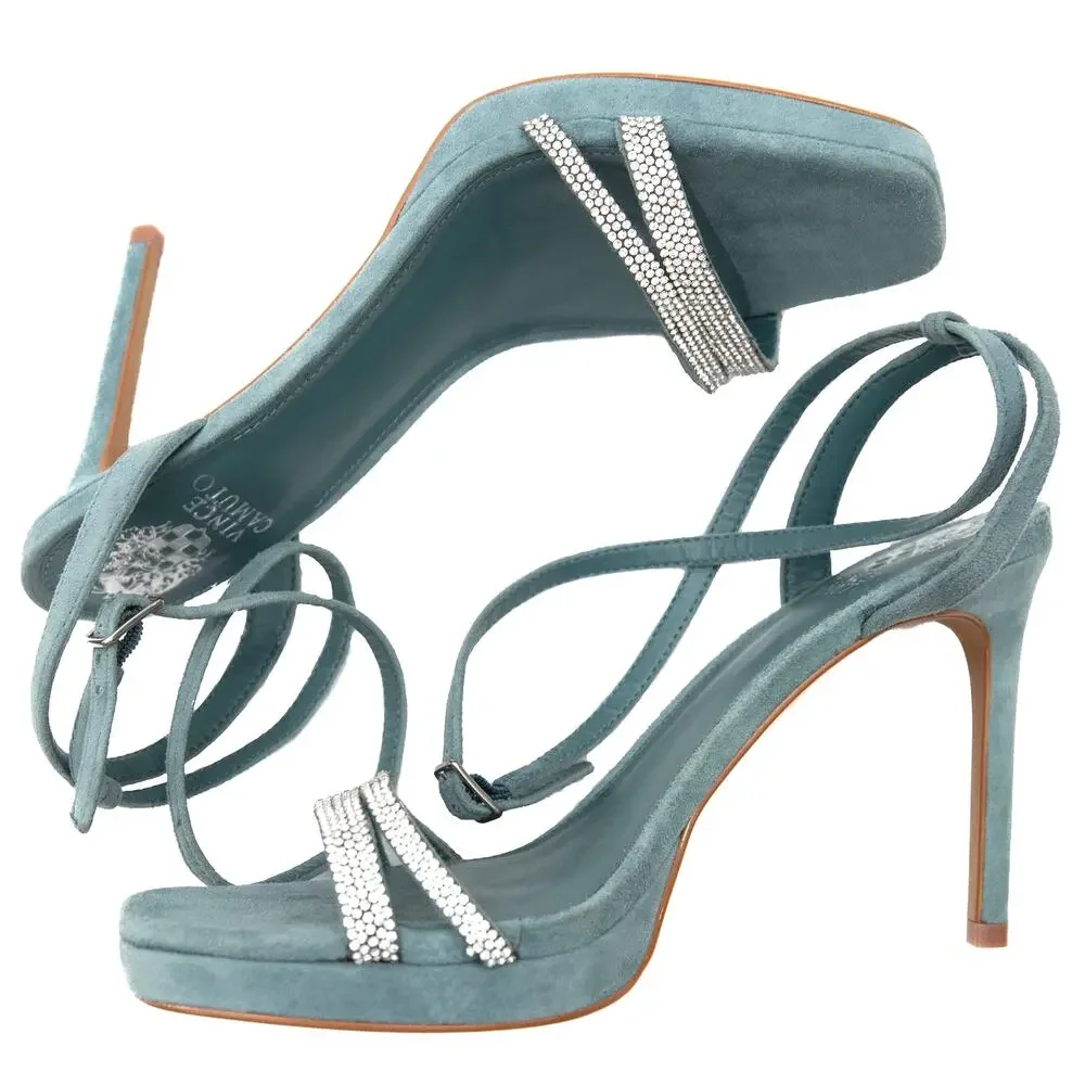 Vince Camuto Aqua Blue Shaded Spruce Kiahna Ankle Wrap Stiletto Heels Size 8